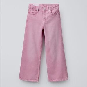 ZARA Size 4 Pink Relaxed High Waist Straight Leg Button Up Cotton Jeans